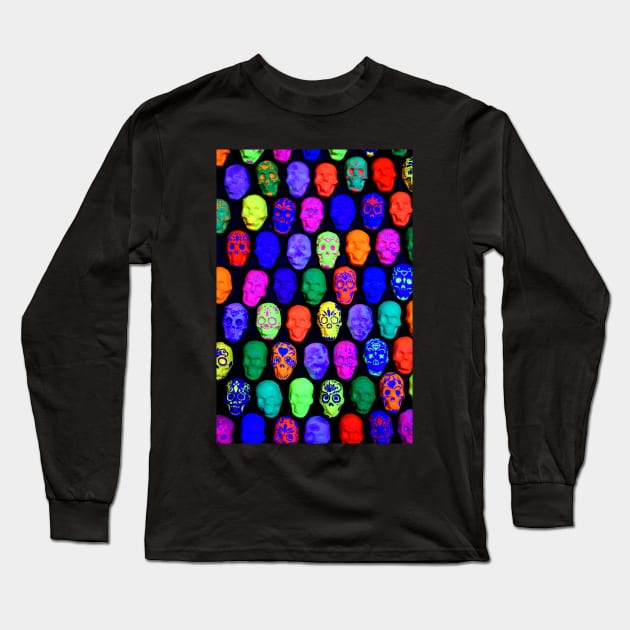 Blacklight Sugar Skulls Long Sleeve T-Shirt by SoggyCheeseFry